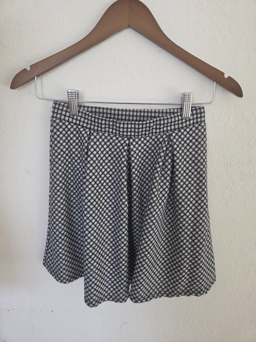 Papaya Black White Houndstooth Plaid Skater Skirt Knit Mini Flare Size S